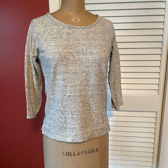 J CREW | light heather gray 3/4 sleeve top XXS - Picture 1 of 6